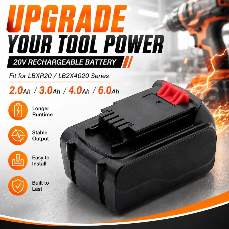 Black+Decker Tool 20V Max - بطارية ليثيوم أيون بديلة 20 فولت