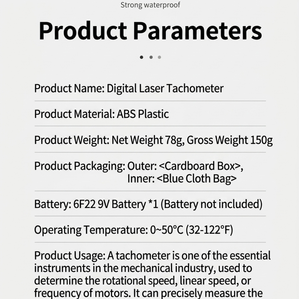 Industrial Laser Tachometer - مقياس سرعة الدوران الرقمي المحمول بالليزر