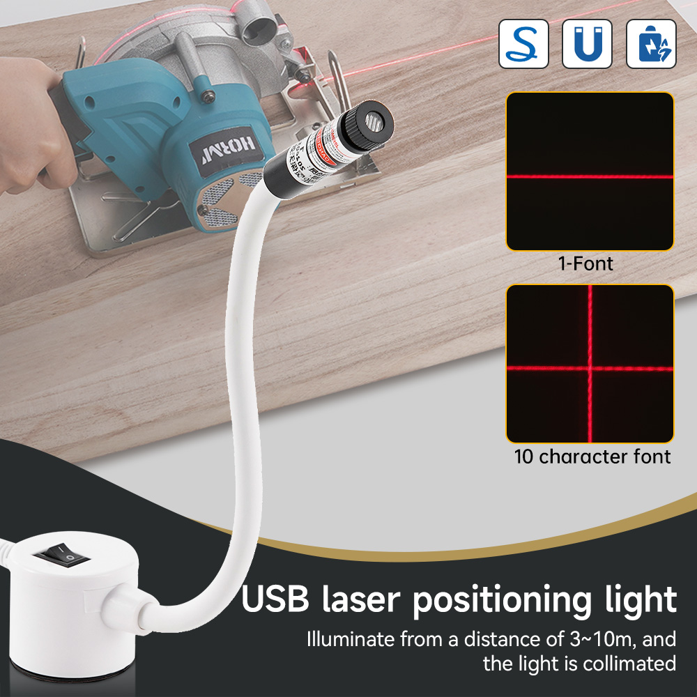 Industrial Laser Line - USB بالطاقة ضوء الليزر الأحمر الخياطة