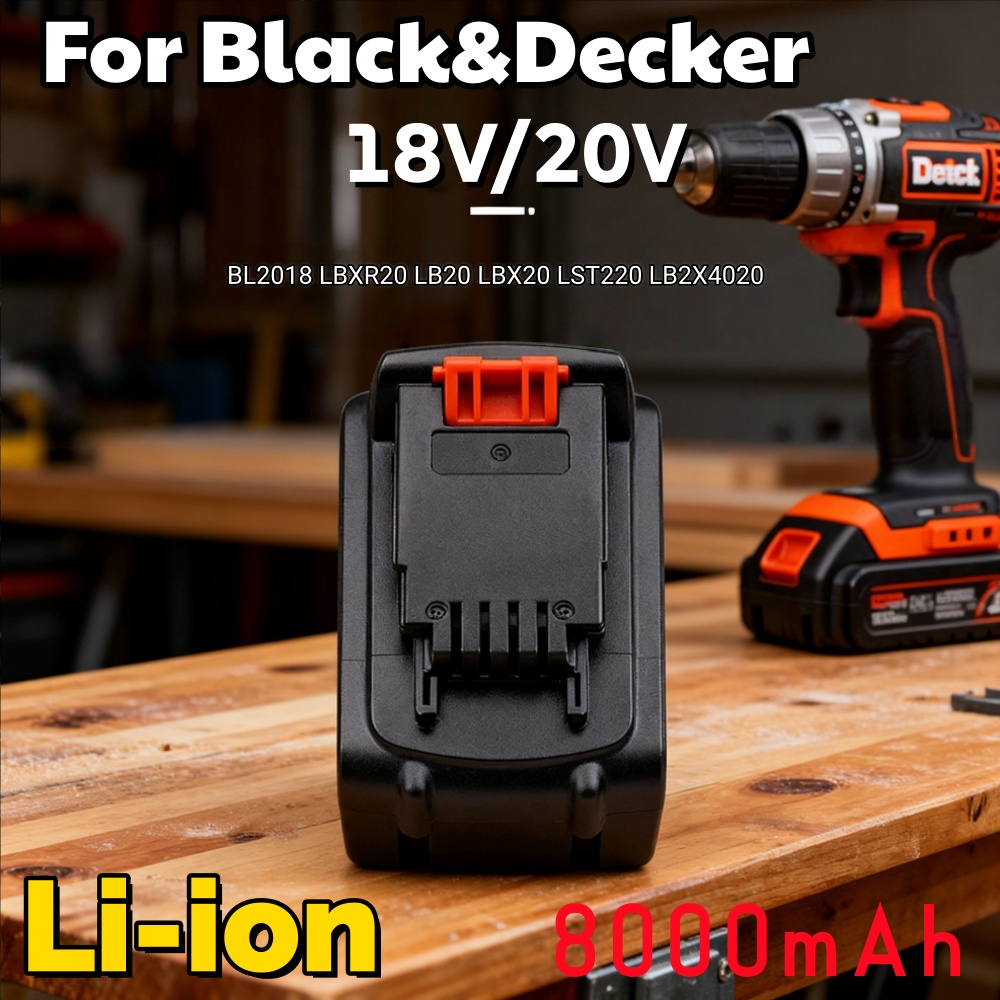 Black+Decker Tool 20V Max - بطارية طويلة الأمد 20 فولت 8000