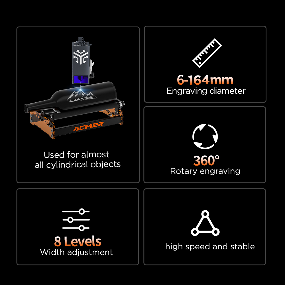 أسطوانة ليزر دوارة ACMER M3 36 - مراجعة Industrial Laser Engraving Machine وسعره